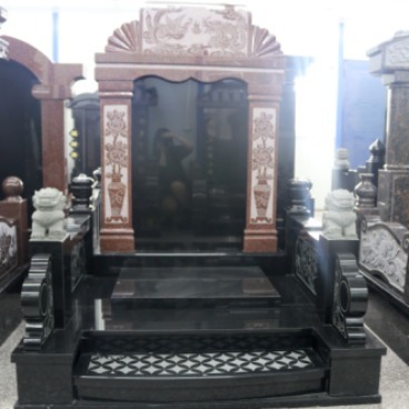 富士石材墓碑厂家工厂直销FS-120山西黑龙凤浮雕传统墓碑,加工精细品质一流